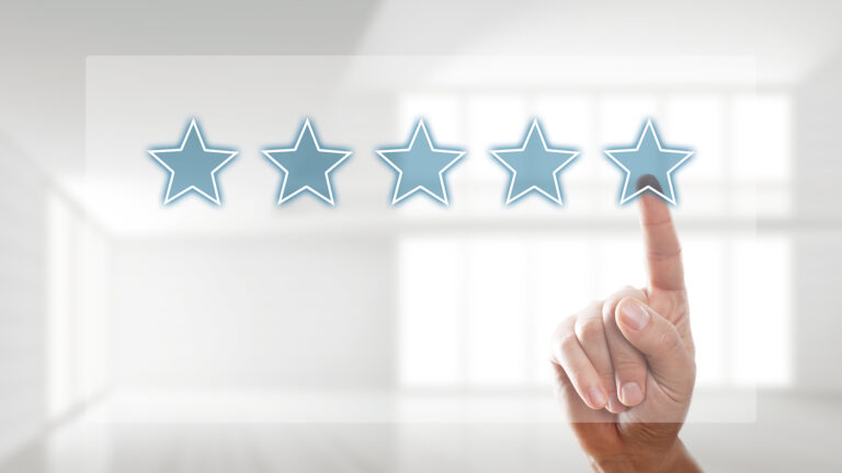 Finger tapping on a virtual 5 star rating