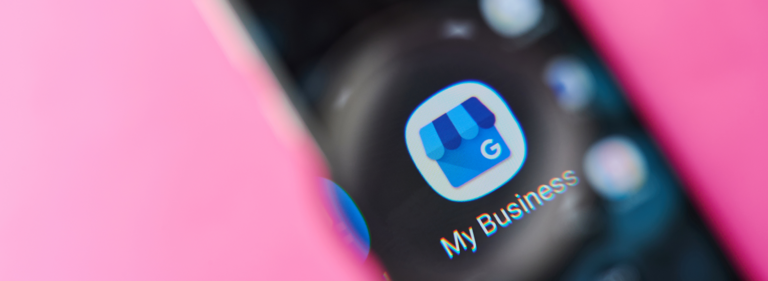 Closeup of a phone screen Google My Business icon