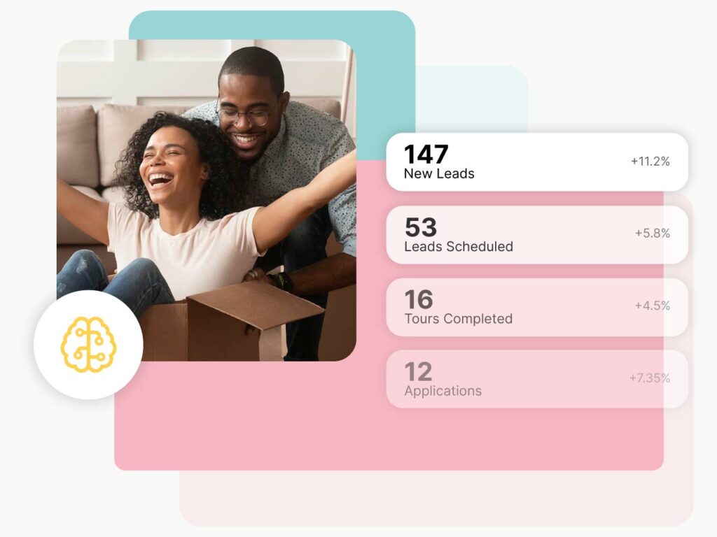 Graphic showing AI leasing services