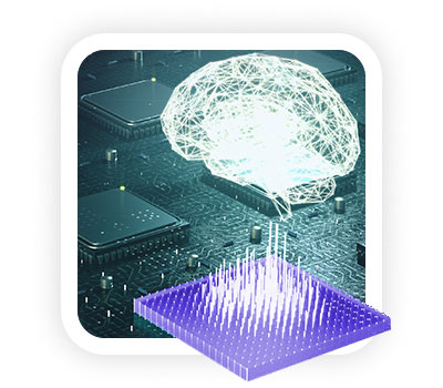 3D render of a microchip showing an artificial intelligence brain