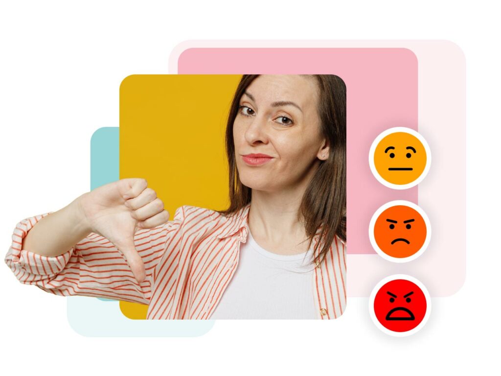 Disappointed woman giving a thumbs down