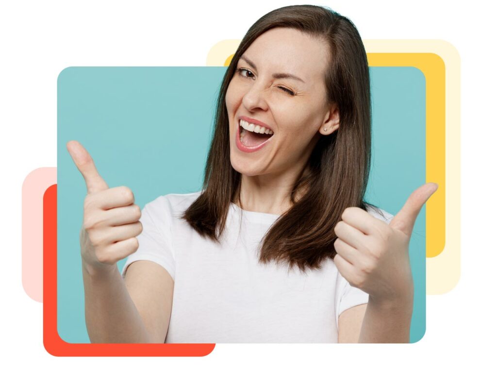 Young woman giving two thumbs up
