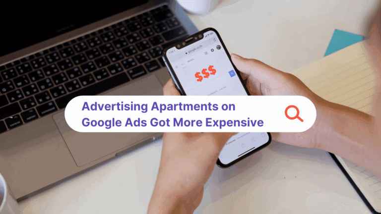 Search showing increase in Google Ads cost per click (CPC) for real estate and apartment marketing in 2025.