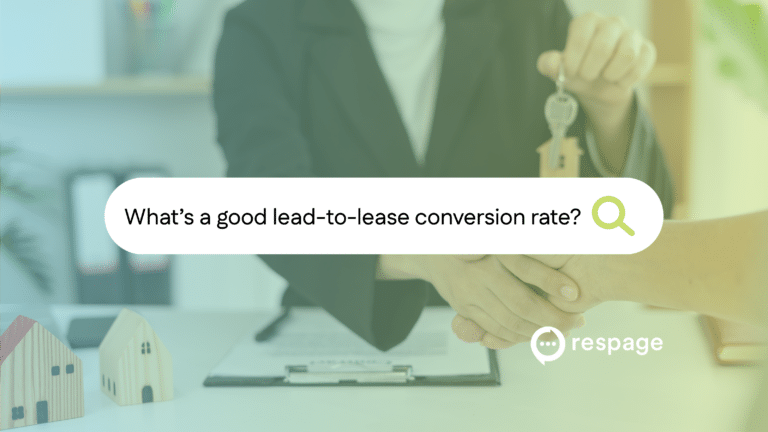 Photo of someone shaking hand holding apartment key with “What’s a good lead-to-lease conversion rate?” text overlay